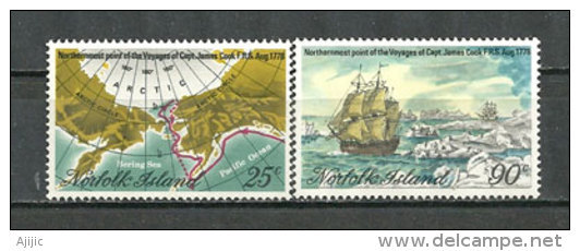 ILE NORFOLK.Voyage Polaire Dans L'Arctique Du Capitaine Cook En 1778.  Neufs **. Yv.# 214/5 - Antarctic Expeditions