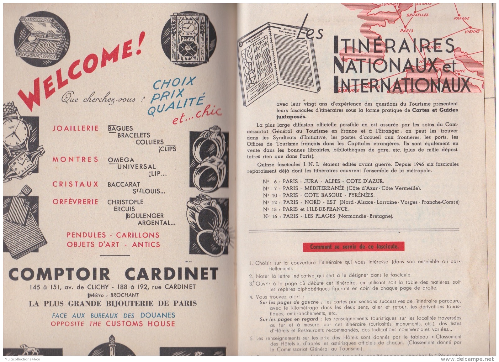 110718A - 1949 Itinéraires Nationaux Internationaux PARIS COTE BASQUE PYRENEES Plan Géo TOULOUSE Pub MARIE BRIZARD RHUM - Dépliants Touristiques