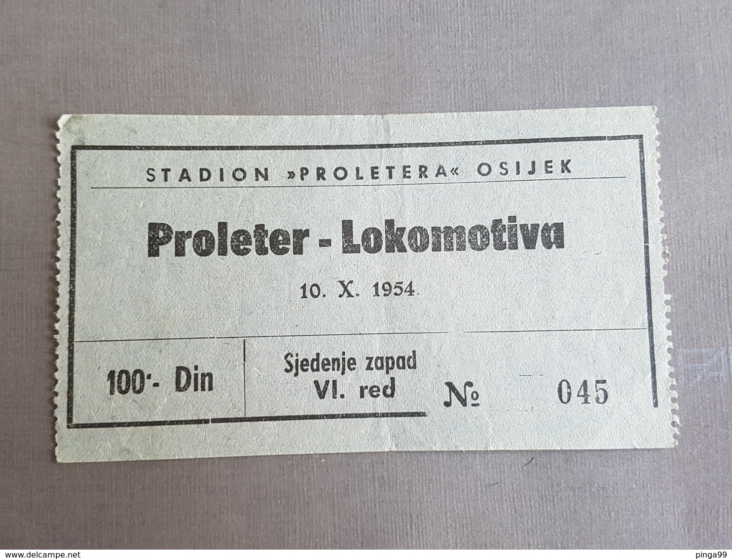 Football PROLETER OSIJEK Vs LOKOMOTIVA ZAGREB  Ticket 10.10.1954. - Match Tickets