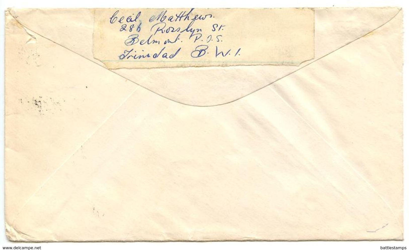 Trinidad & Tobago 1950 Cover Port-of-Spain To Scranton, PA W/ Scott 57 X 2 - Trinidad & Tobago (...-1961)