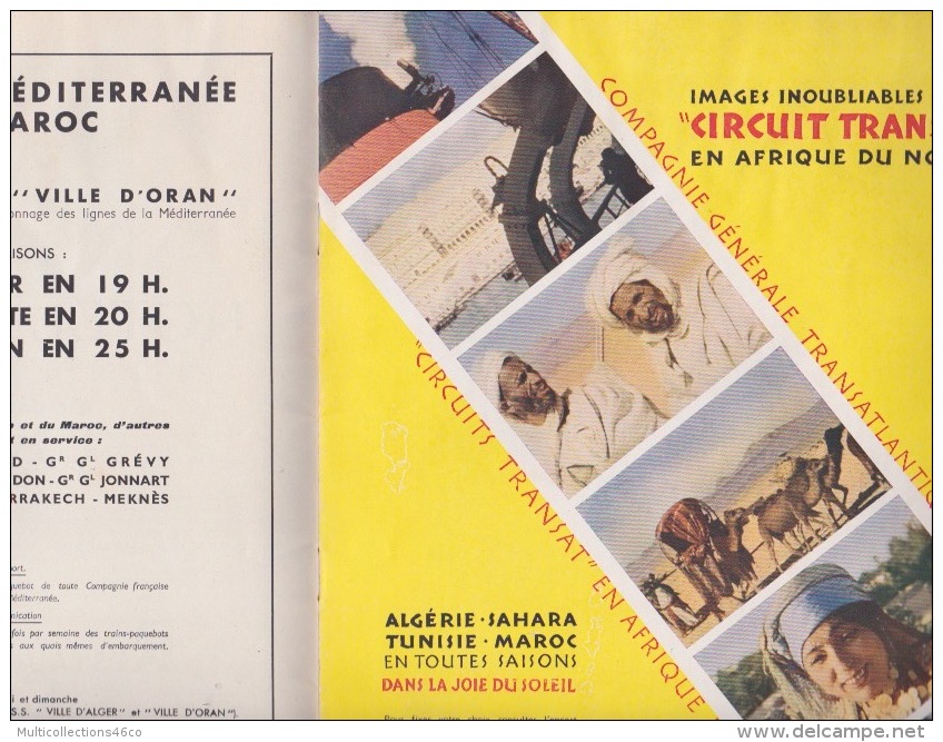 120718A MARINE BATEAU - 1938 LIVRET CROISIERES ET CIRCUITS TRANSAT AFRIQUE DU NORD - Autres & Non Classés