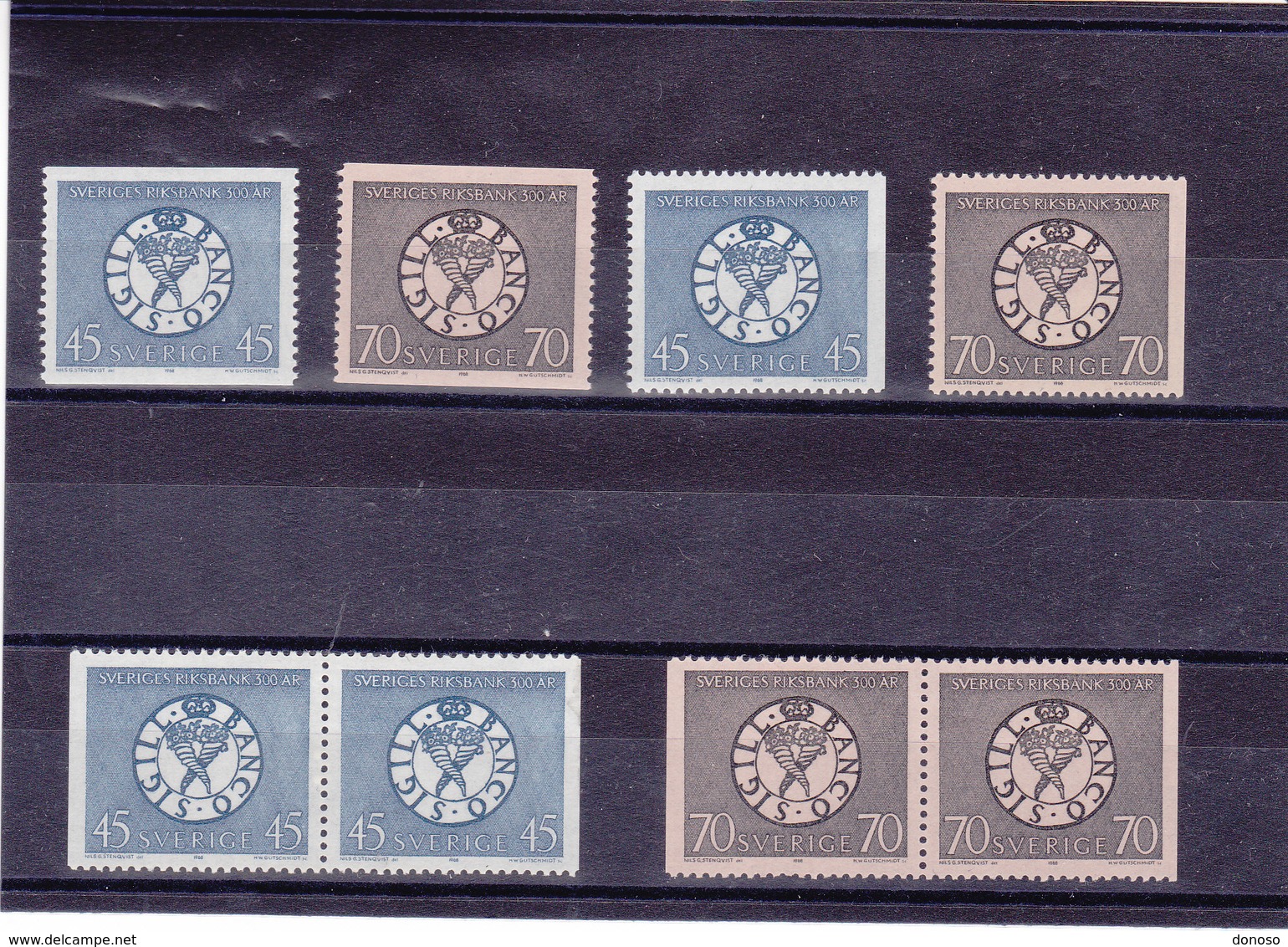 SUEDE 1968 BANQUE DE SUEDE Yvert 586-587 + 586a-587a + 586b-587b NEUF** MNH - Neufs