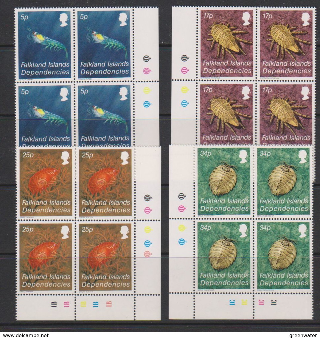 Falkland Islands Dependencies 1984 Crustacea 4v Bl Of 4(corners) ** Mnh (39495D) - Zuid-Georgia