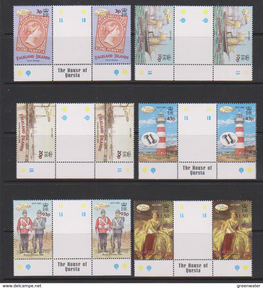 Falkland Islands 2001 Queen Victoria 6v Gutter (+margin) ** Mnh (39496) - Falklandeilanden