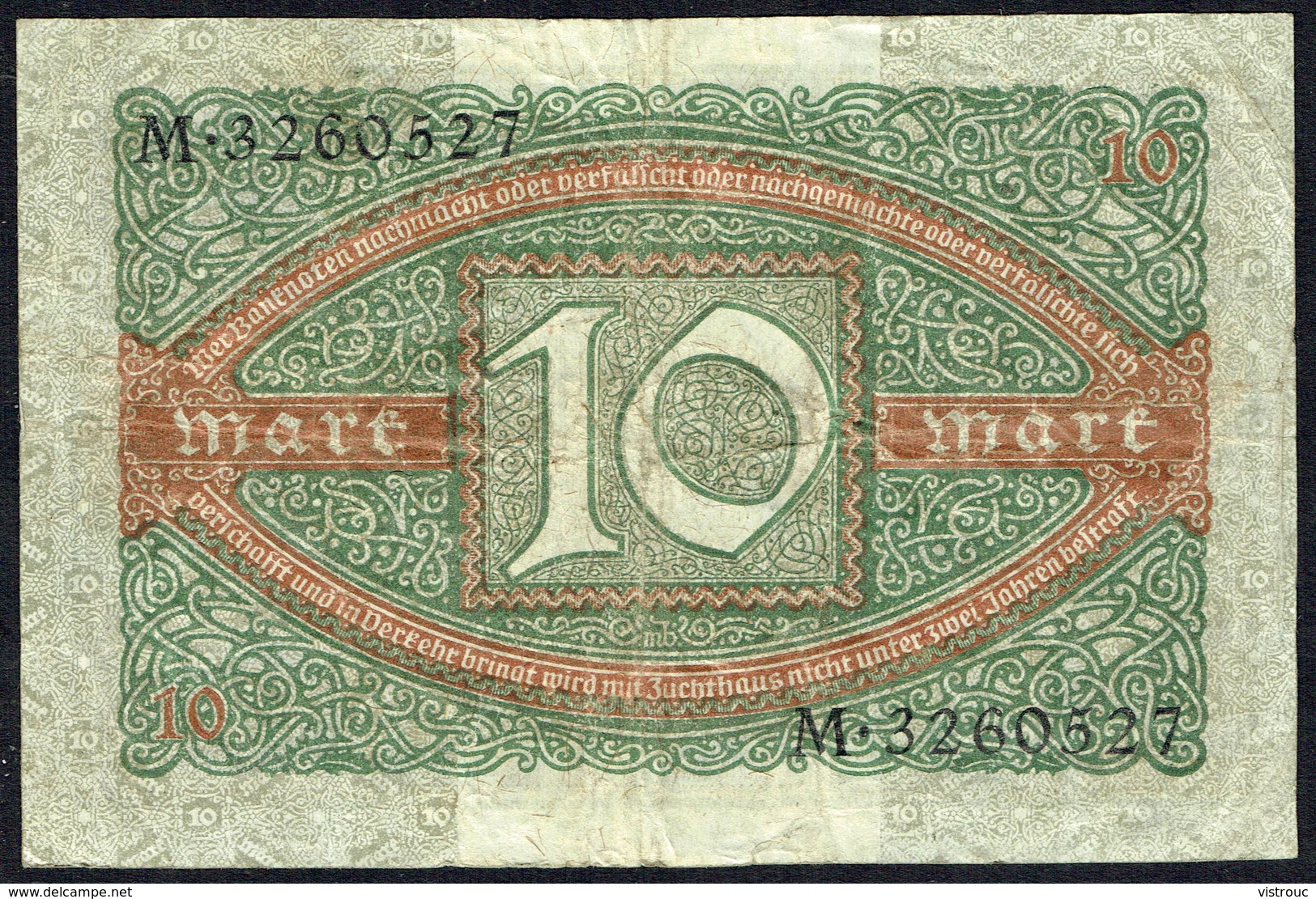 ALLEMAGNE - Reichbanknote - Zehn Mark - 10 Mark - Usagé - Used - N° M 3260527 - Année / Year 1920. - 20 Mark