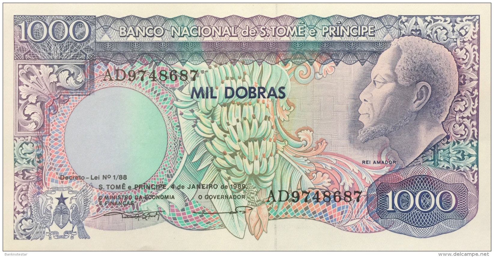 St. Thomas 1.000 Dobras, P-62 (4.1.1989) UNC - São Tomé U. Príncipe