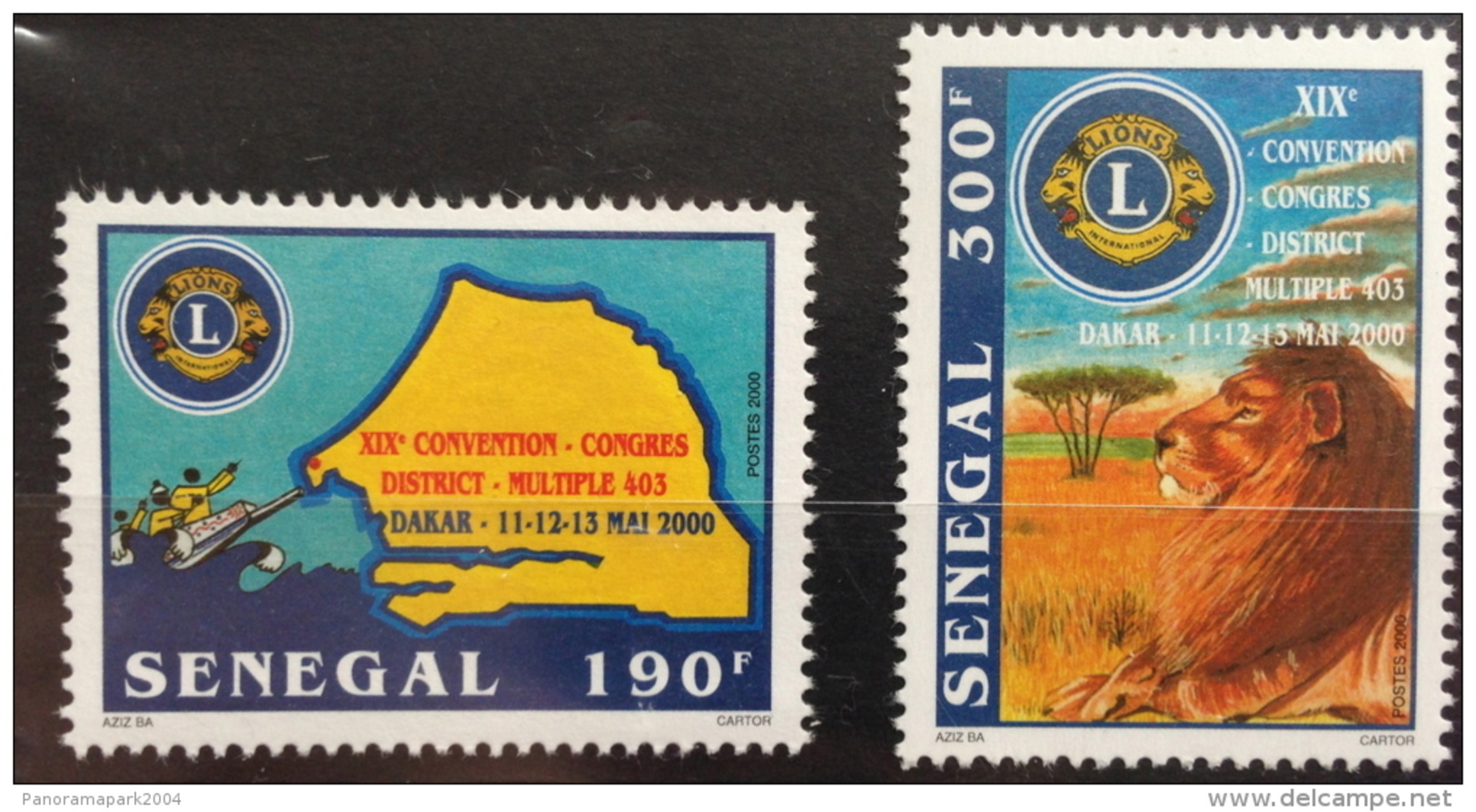 Sénégal 2000/2001 LIONS CLUB CONVENTION LION LÖWE CONGRES 2 Val. RARE MNH - Rotary Club