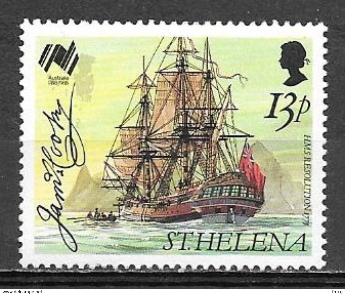 1988 13 Pence Sailing Ship HMS Resolution MNH - Saint Helena Island