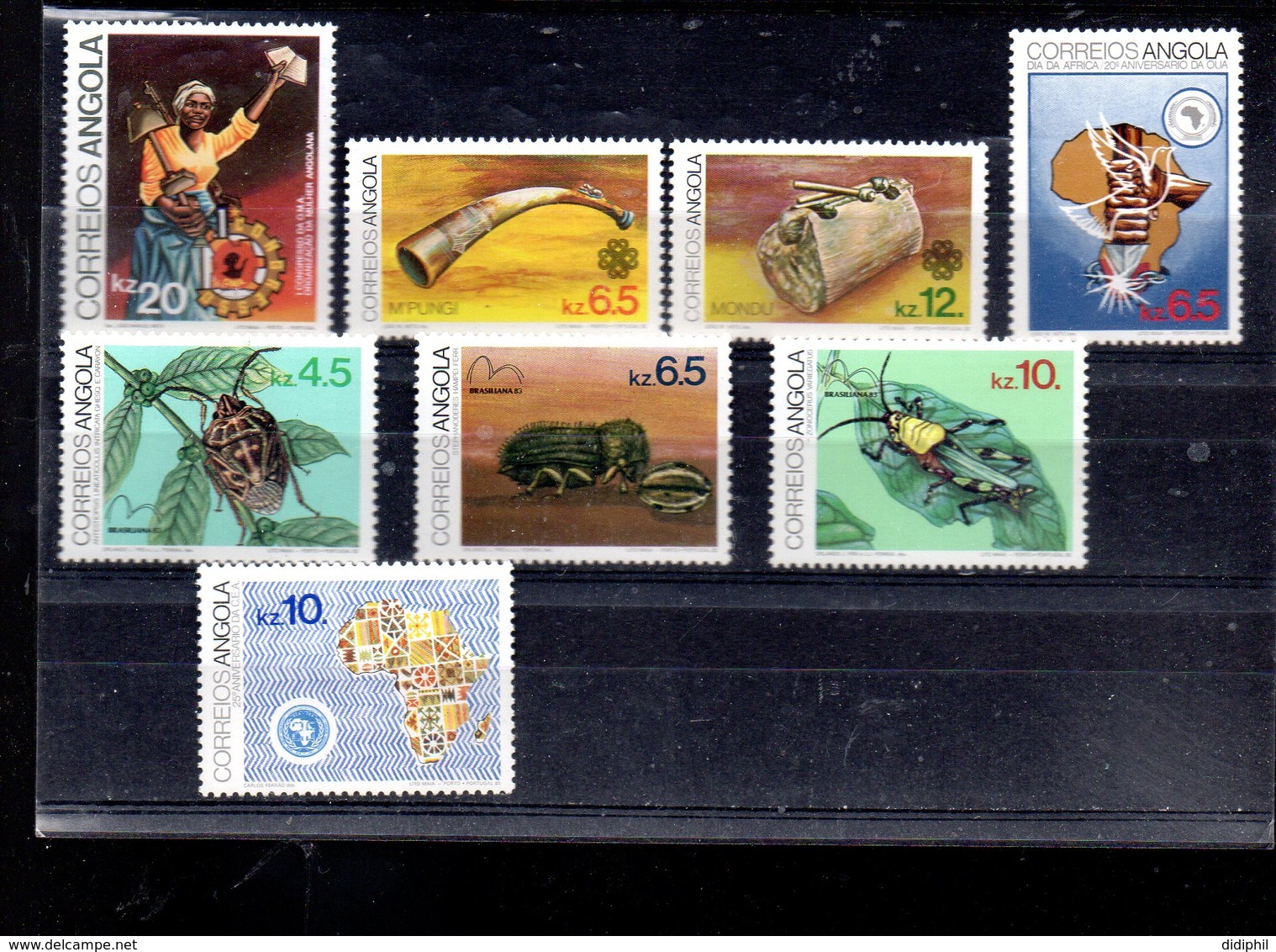 ANGOLA 667/674** SUR DIVERS SUJETS DONT INSECTES INSTRUMENTS MUSICAUX - Angola