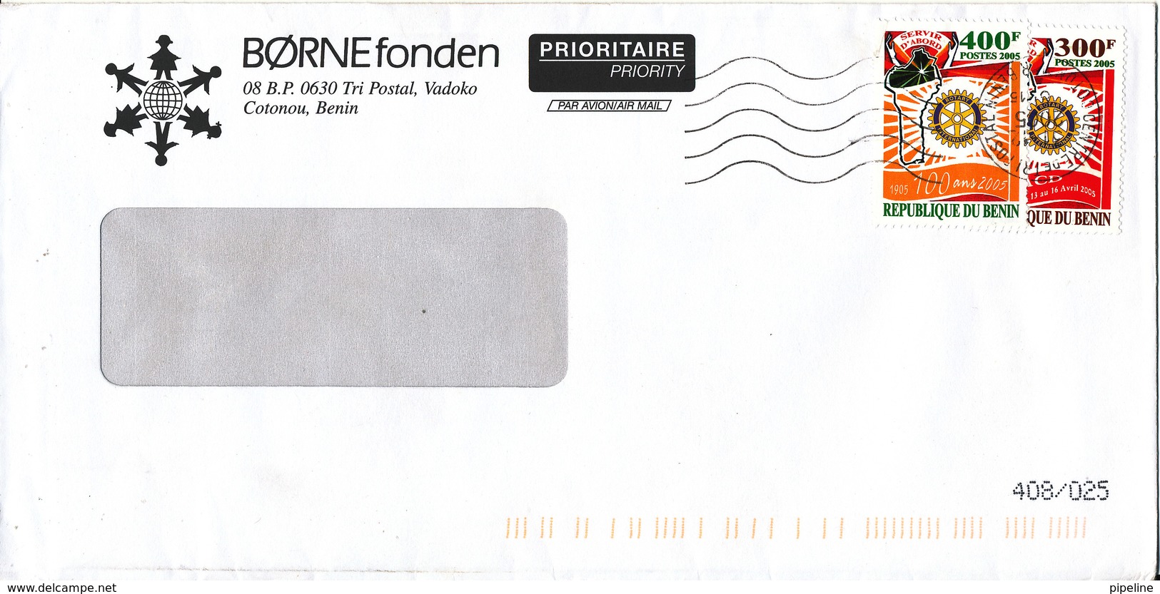 Benin Börnefonden Cover Sent To Denmark 31-12-2005 With Rotary Stamps - Benin - Dahomey (1960-...)