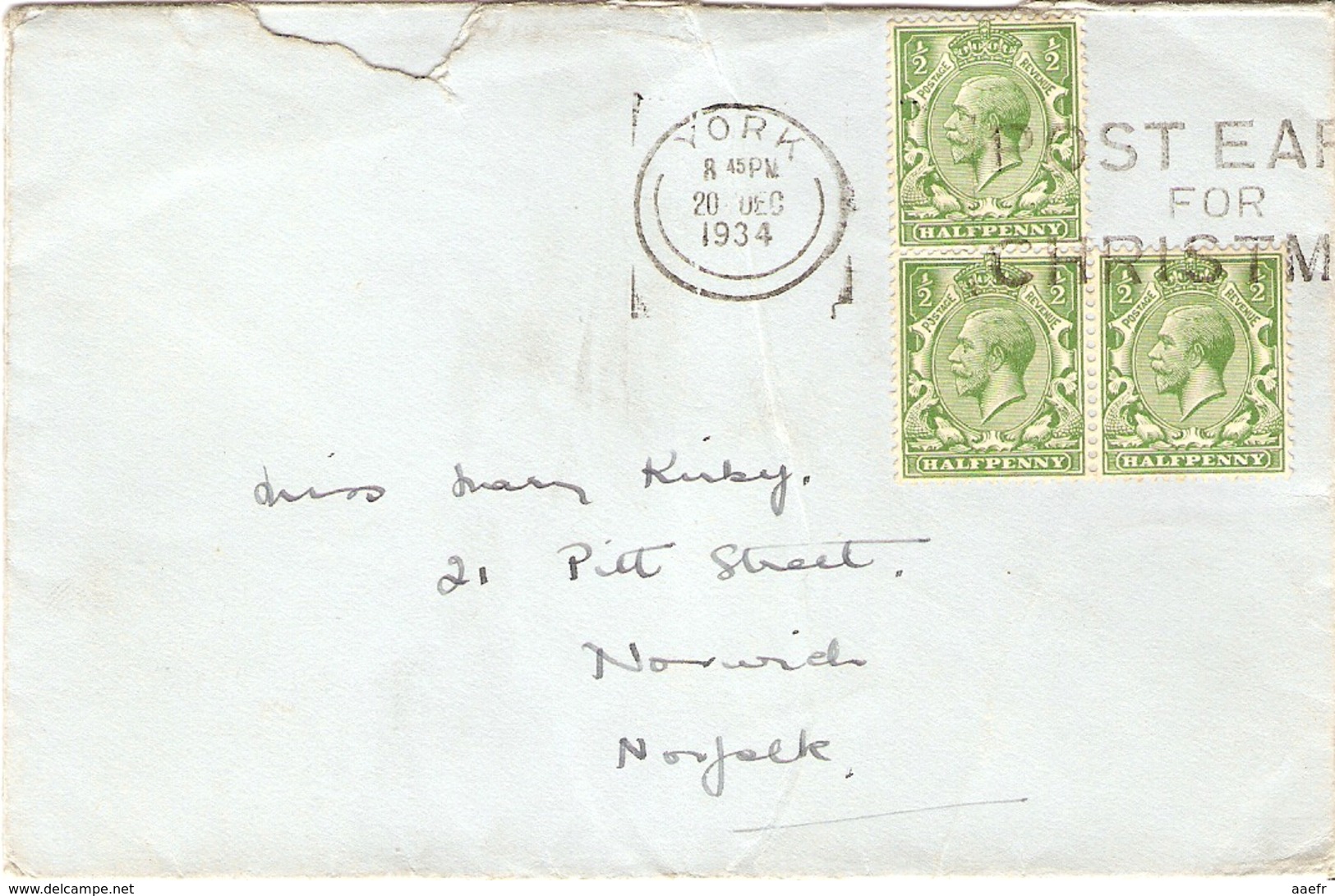 Grande-Bretagne 1922/37 - Petit Lot De 4 Enveloppes - De London Et York  à Canterbury/Norwich/Wimborne Et Torquay - Lettres & Documents