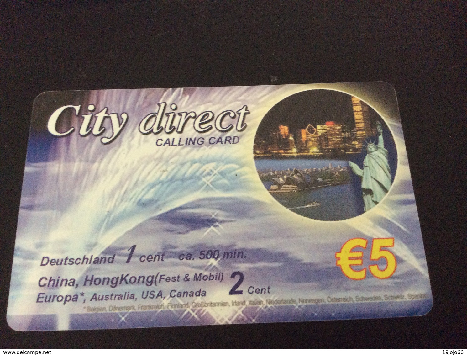 5 € City Direct - Lady Liberty  - Little Printed  -   Used Condition - [2] Prepaid