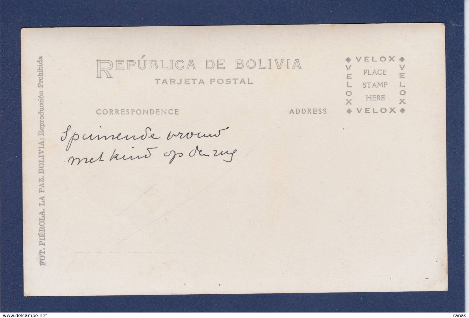 CPA Bolivie Bolivia  Carte Photo RPPC Types Non Circulé - Bolivien