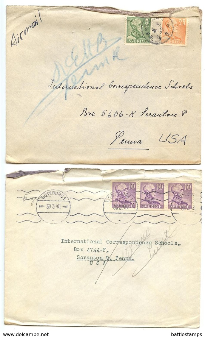 Sweden 1947-48 8 Covers Mix Of Postmarks & King Gustaf V Coil Stamps - Lettres & Documents