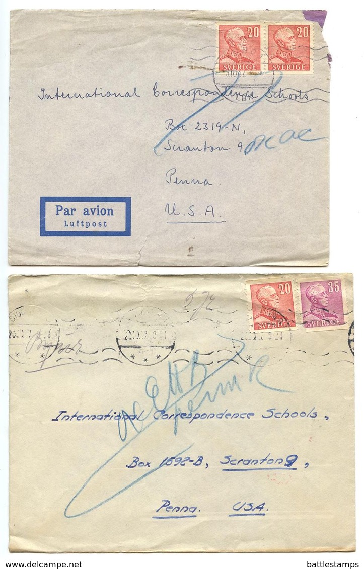 Sweden 1947-48 8 Covers Mix Of Postmarks & King Gustaf V Coil Stamps - Lettres & Documents