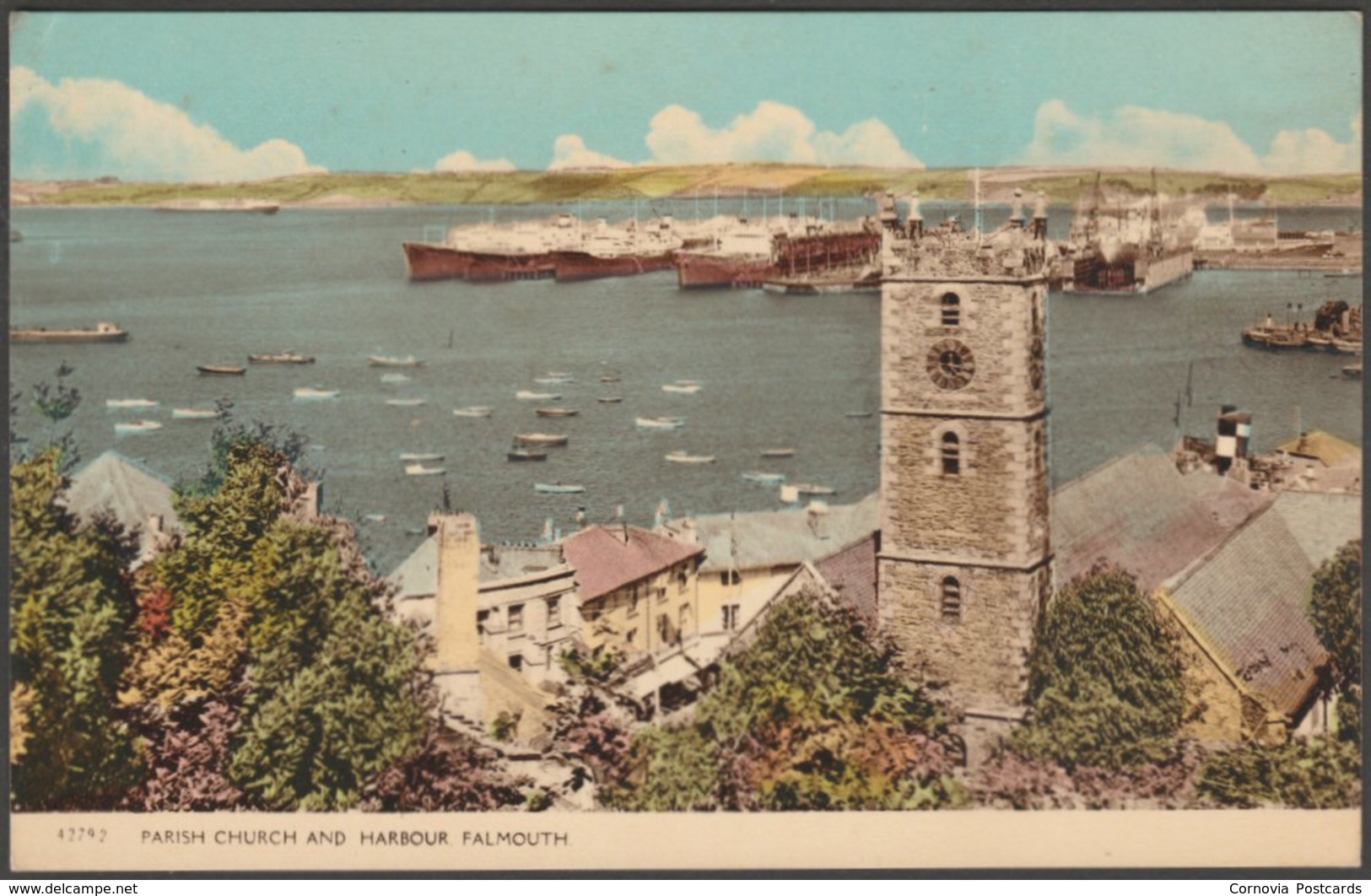 Parish Church And Harbour, Falmouth, Cornwall, C.1960s - Harvey Barton Postcard - Falmouth