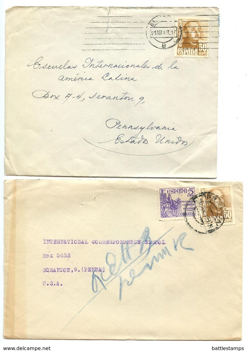 Spain 1948-50 9 Covers To U.S., Variety Of Stamps & Postmarks - Brieven En Documenten