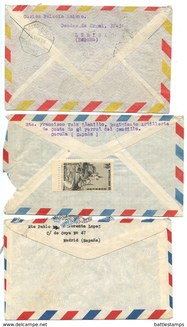 Spain 1949-50 9 Covers To U.S., Variety Of Stamps & Postmarks - Briefe U. Dokumente