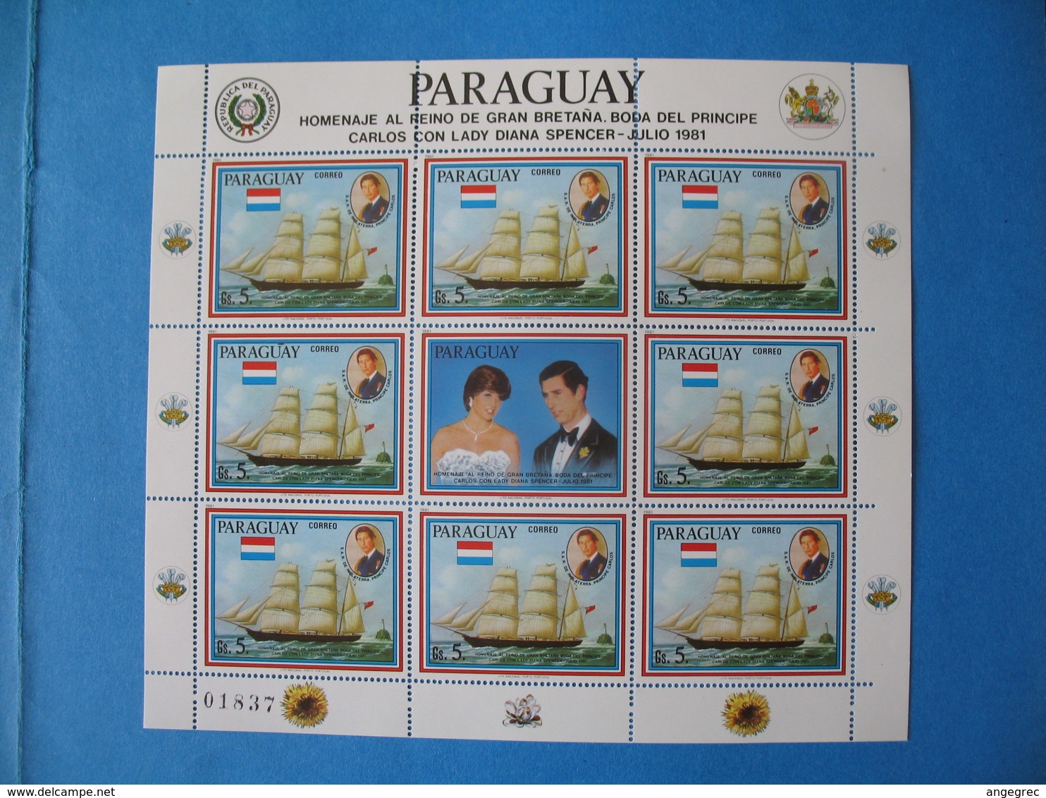 Paraguay  Feuillet Carlos Con Julio 1981  Lady Diana Spencer Neuf** - Paraguay