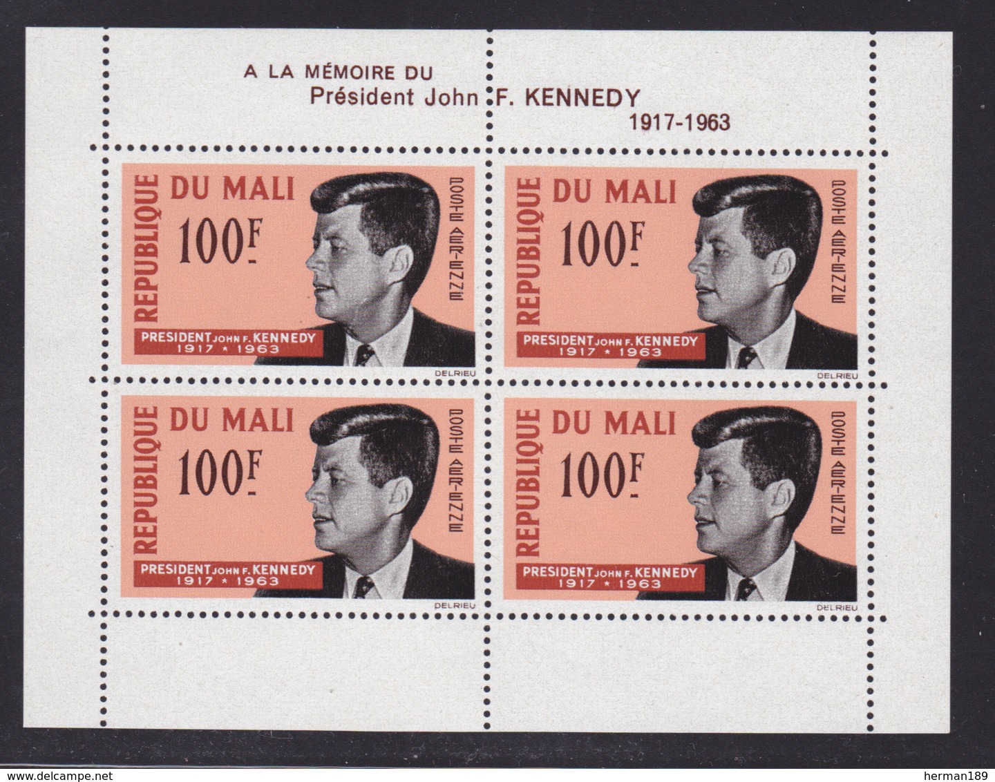 MALI BLOC N°    3 ** MNH Neuf Sans Charnière, TB (CLR368) J.F.Kennedy 1964 - Mali (1959-...)