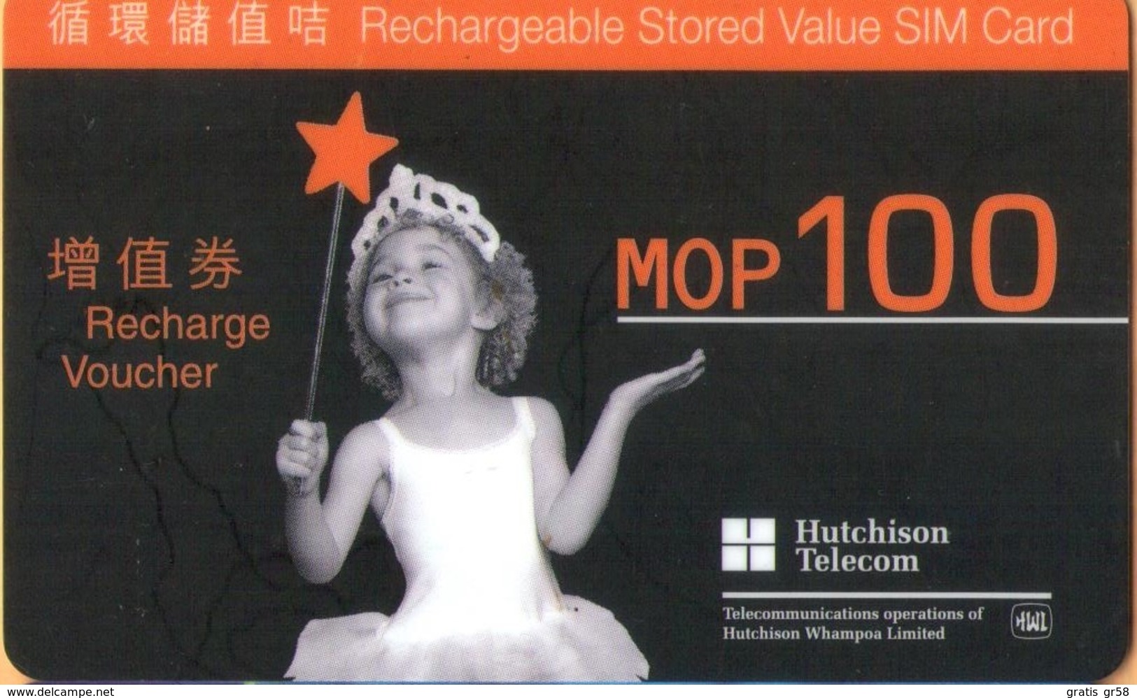 Macau - MO-HUT-REF-0001, Hutchison Telecom, Mobile Refill, Kid Smilling, Exp.31/12/2002, Used - Macao