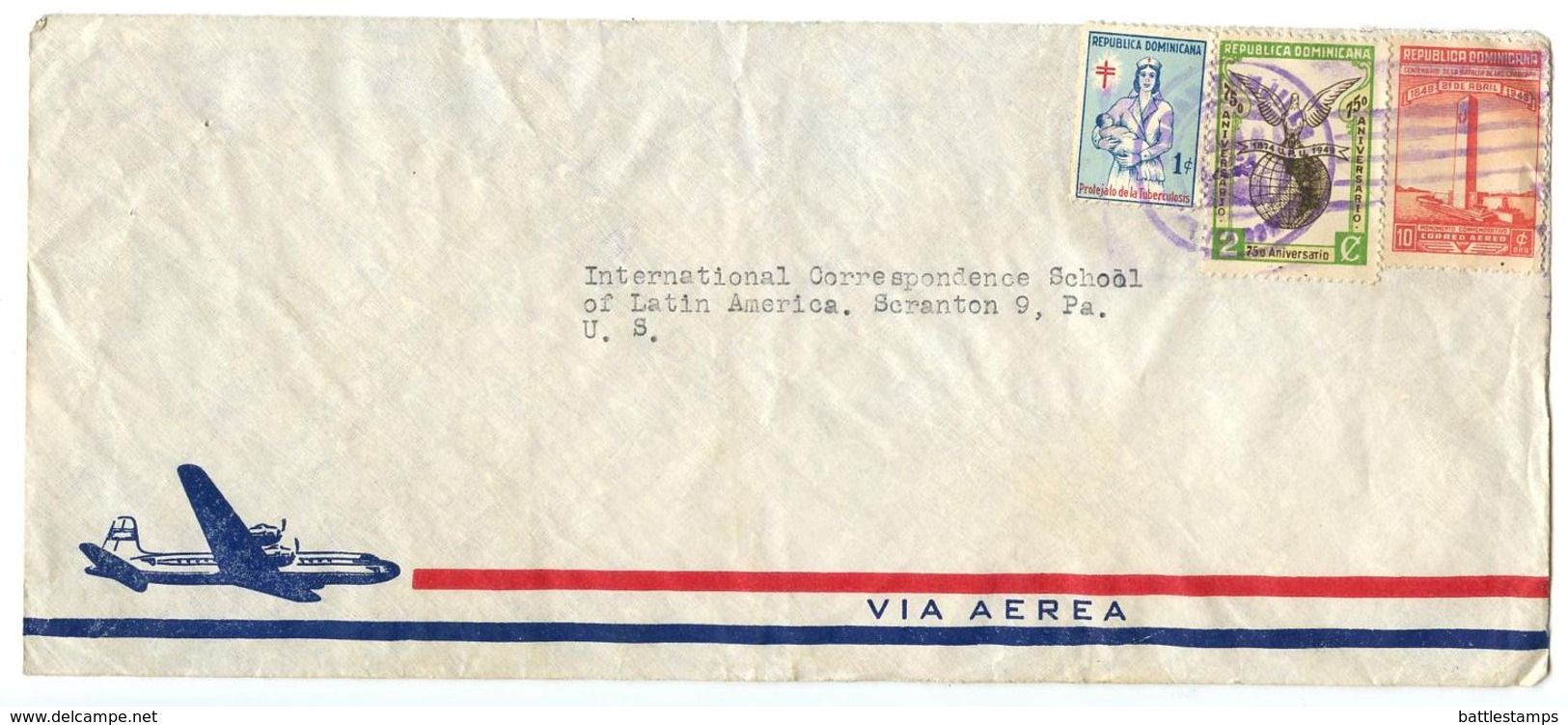 Dominican Republic 1950 Airmail Cover Ciudad Trujillo To U.S. W/ Scott 434, C74, RA10 - Dominicaine (République)