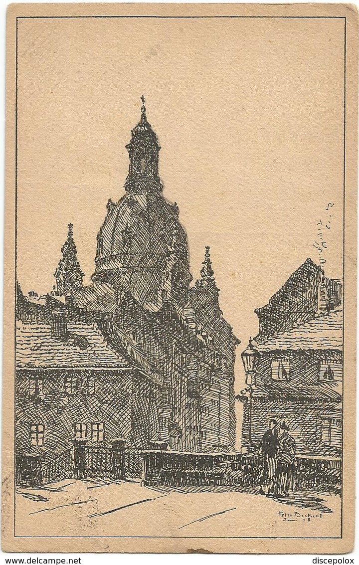 X3362 Dresden - Die Frauenkirche - Illustrazione Illustration / Viaggiata 1921 - Dresden