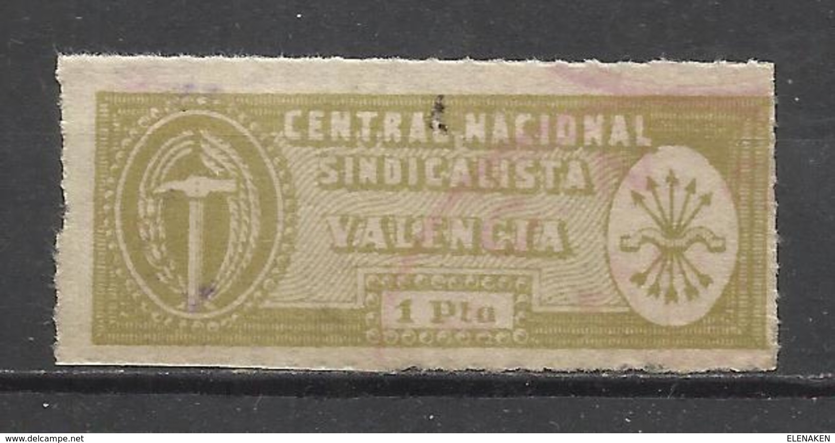 Q704-SELLO GUERRA CIVIL VALENCIA CENTRA NACIONAL SINDICALISTA FALANGE  .C.N.S,SIN DEFECTOS,SPAIN CIVIL WAR. - Viñetas De La Guerra Civil