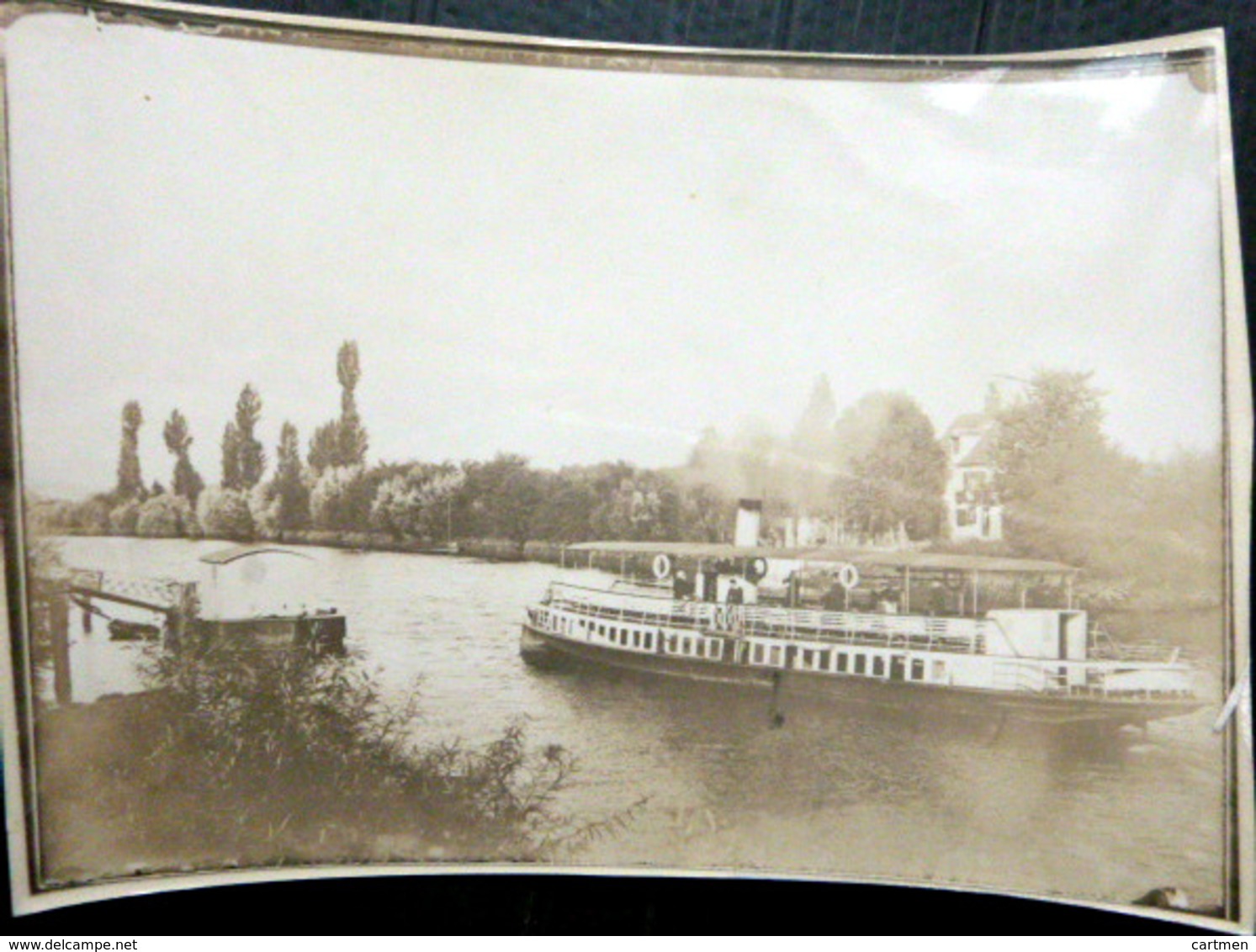 76 LA BOUILLE ROUEN PHOTO ORIGINALE BATEAU DE PLAISANCE VERS 1900 18 X 13 CM - Lieux