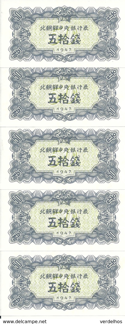 COREE DU NORD 50 CHON 1947 UNC P 7 ( 5 Billets ) - Corée Du Nord