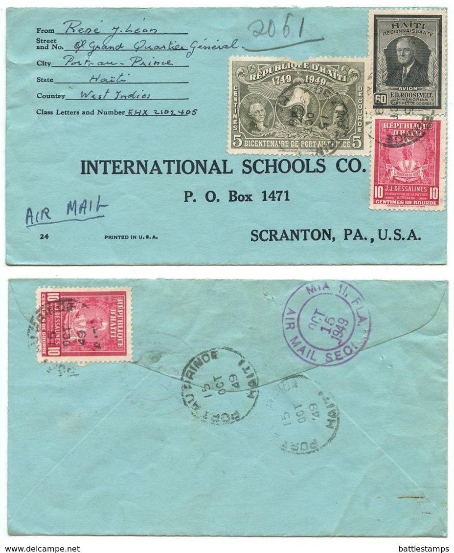 Haiti 1949 Registered Airmail Cover Port-au-Prince To U.S. W/ Scott 380, C34, RA10 - Haiti