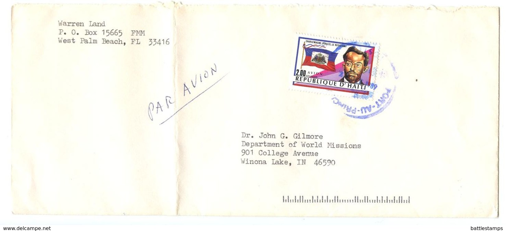 Haiti 1989 Airmail Cover Port-au-Prince To Winona Lake, Indiana W/ Scott 847 - Haiti