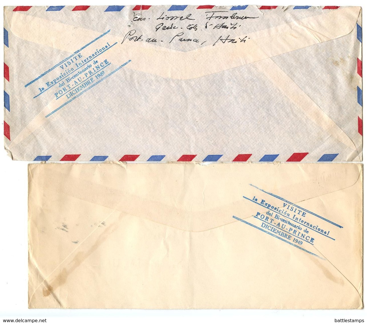 Haiti 1949 2 Airmail Covers Port-au-Prince To Scranton, PA W/ Expo Handstamps - Haiti