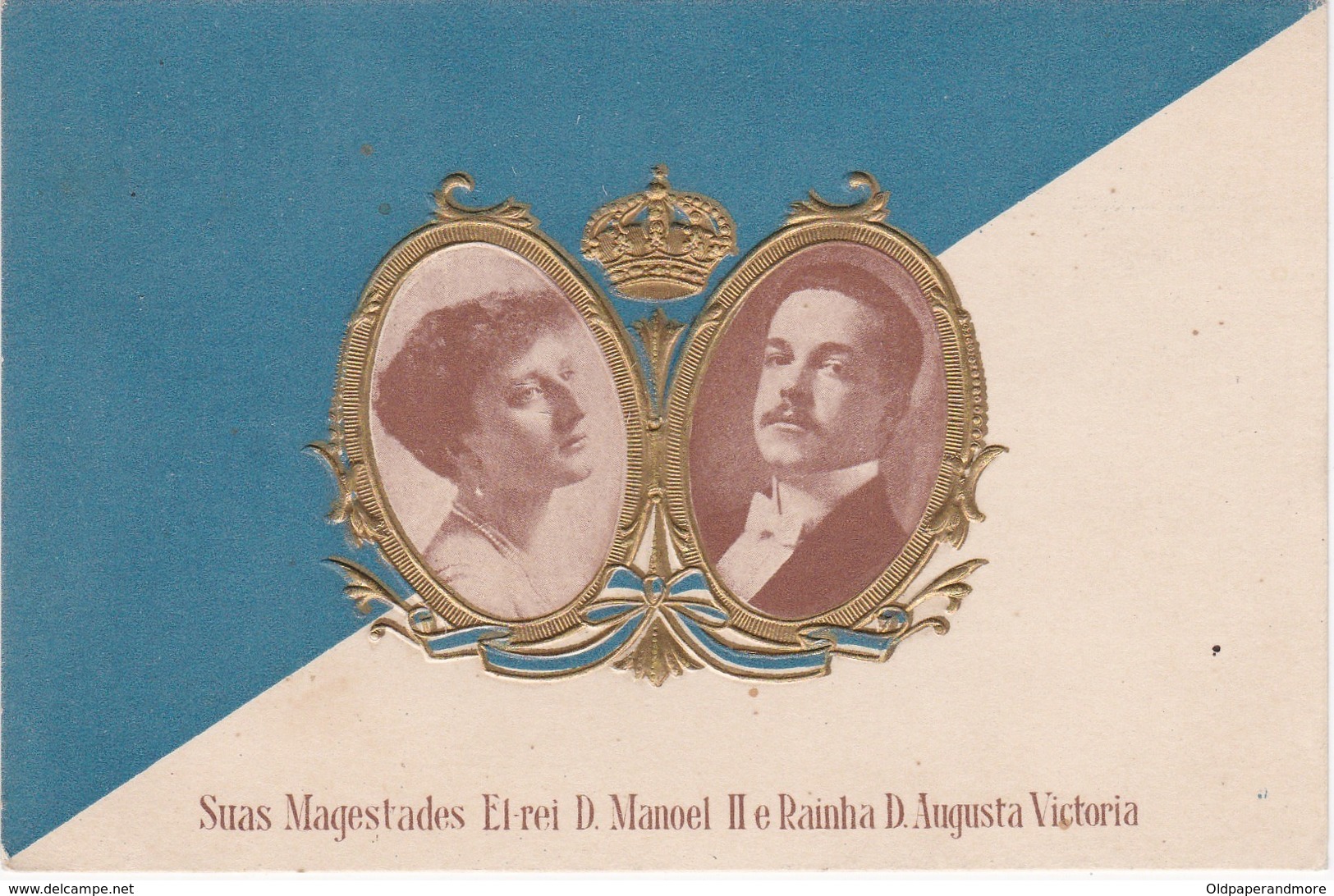 POSTCARD PORTUGAL - MONARQUIA - ROYAL FAMILIE - S. M. EL REI D. MANUEL II E RAINHA D. AUGUSTA DE VICTÓRIA - Familles Royales