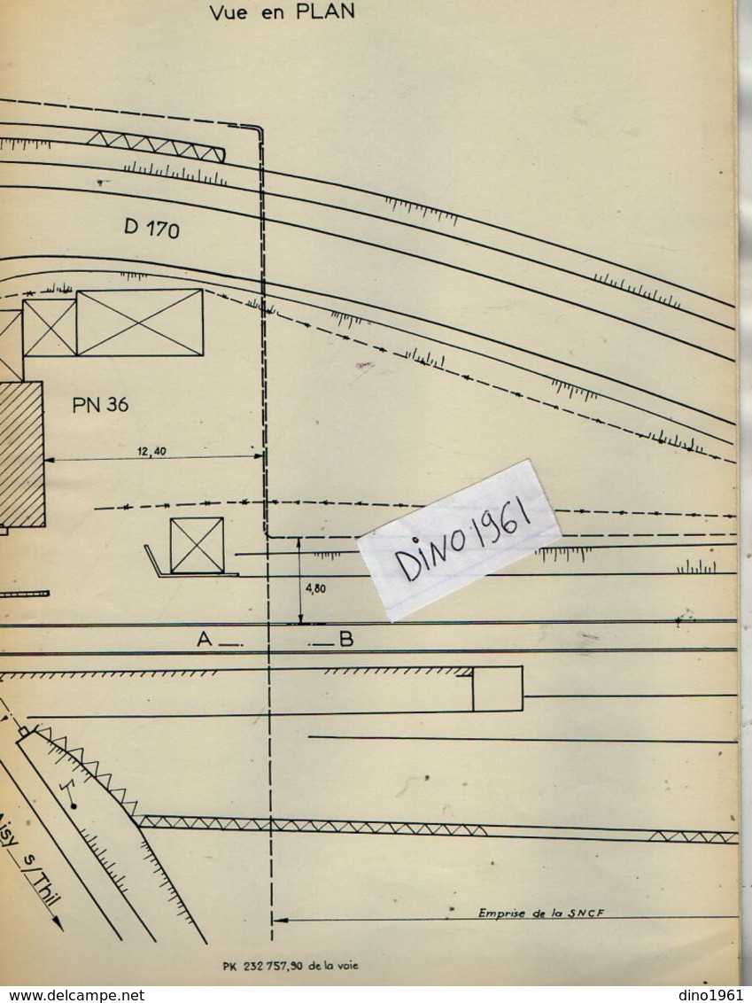 VP12.752 - PARIS - Plan - S.N.C.F - Projet D'Etablissement Du Cable à Grande Distance PARIS - DIJON - AUXERRE à AISY ... - Railway