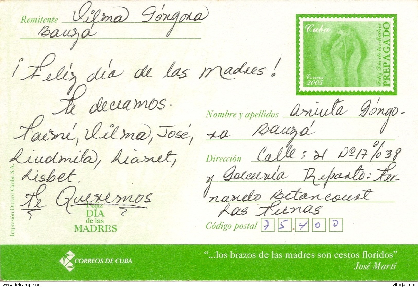 Entier Postaux - Mother'a Day - Cuba - Fête Des Mères