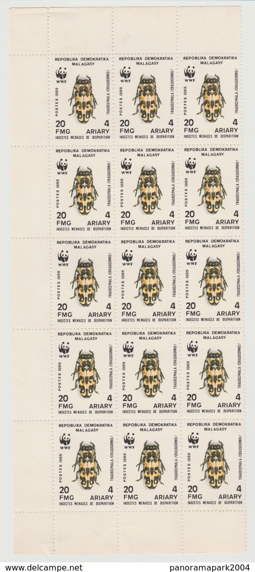 Madagascar Madagaskar 1988 Mi. 1157 WWF Insekten Insects Insectes MNH Block Of 15 RARE - Unused Stamps