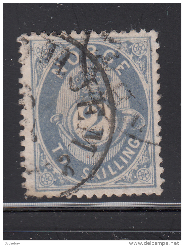 Norway 1872-75 Used Scott #17 2s Post Horn And Crown Colour Dot UR Wheel - Oblitérés