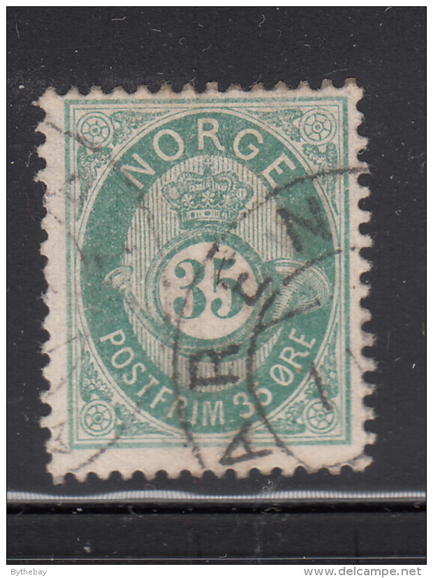 Norway 1877-78 Used Scott #29 35s Post Horn And Crown - Usati