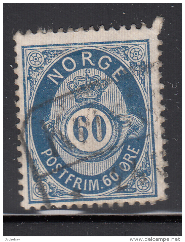 Norway 1877-78 Used Scott #31 60s Post Horn And Crown Cancel: Block/bar - Oblitérés