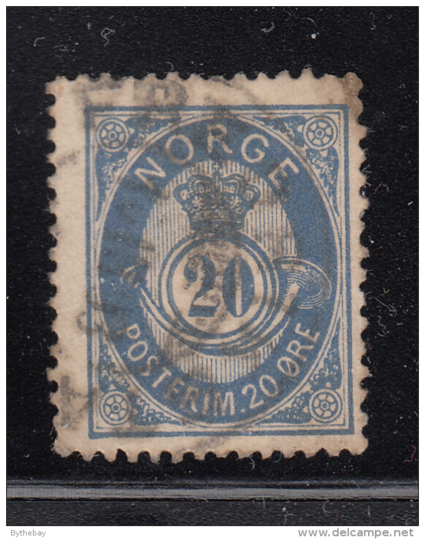 Norway 1882-93 Used Scott #44a 20s Post Horn 20mm Plate I - Oblitérés