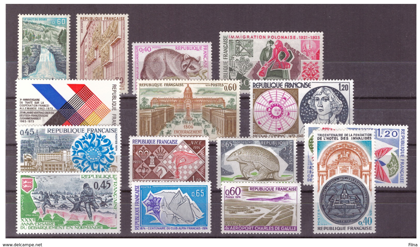 FRANCIA - 1973/1974 - ALCUNI FRANCOBOLLI DEL PERIODO. 1 VALORE CON PIEGA. - MNH** - Nuovi