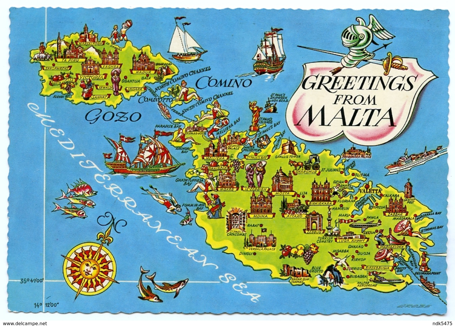 GREETINGS FROM MALTA : MAP OF ISLANDS (10 X 15cms Approx.) - Malta