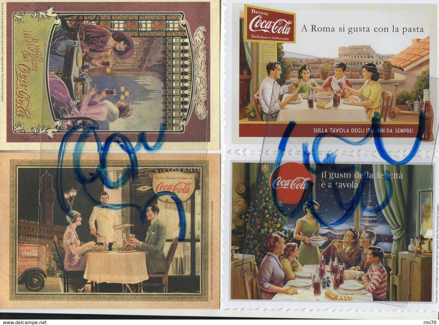 4 Cartoline Set Lotto Coca Coca Torino Roma Firenze Milano FG NV - Cartes Postales
