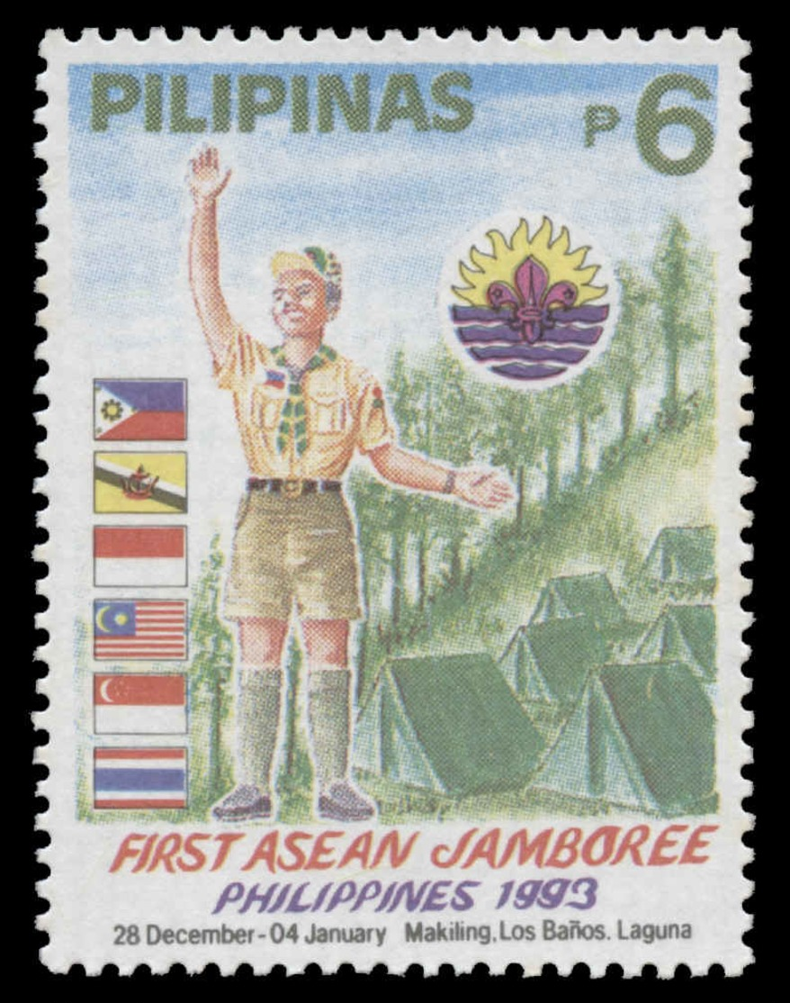 Philippines Scott #2287, 6p Multicolored (1993) Flags And Boy Scout Emblem, Mint - Philippines