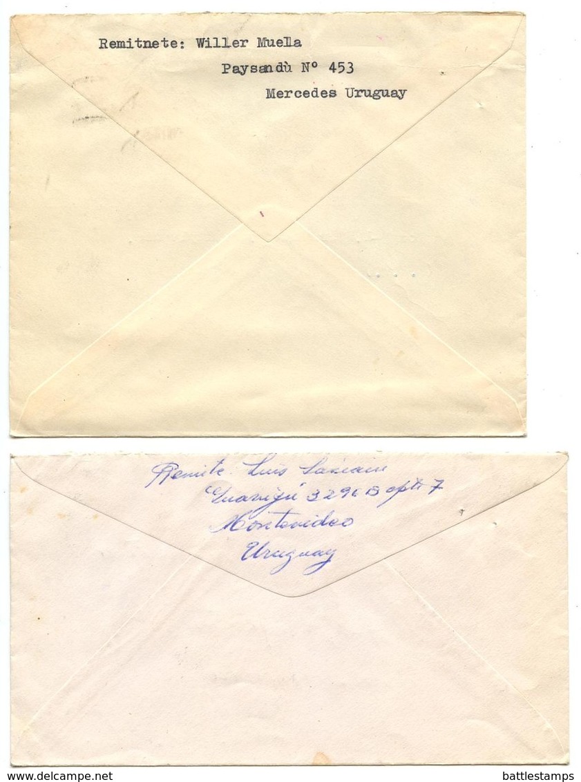 Uruguay 1950's 2 Covers Mercedes & Montevideo To U.S. W/ Scott 572A Artigas - Uruguay