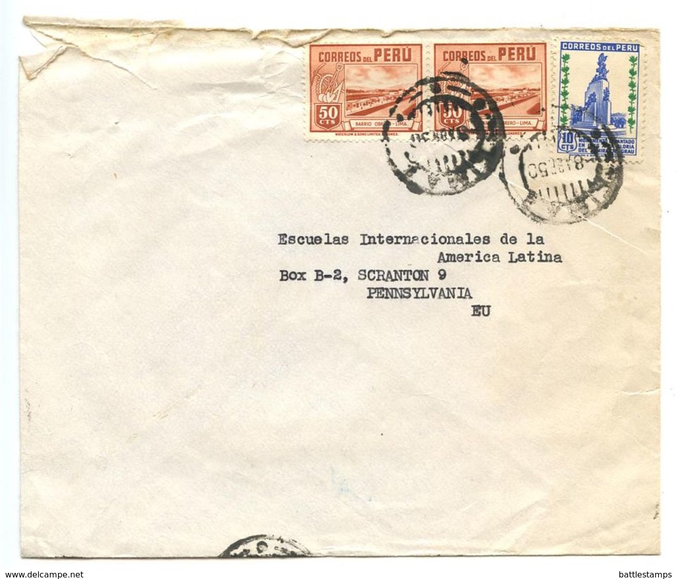 Peru 1949-50 3 Covers Lima & Miraflores To U.S. W/ Scott 429, 434, C89 - Pérou