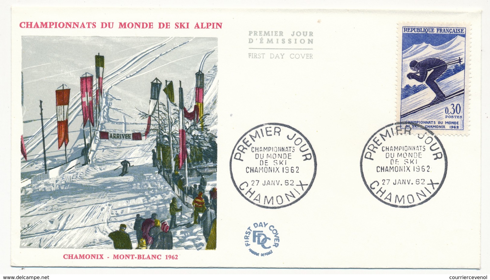 FRANCE - 2 Enveloppes FDC - Championnats Du Monde De Ski - CHAMONIX 1962 - 1960-1969