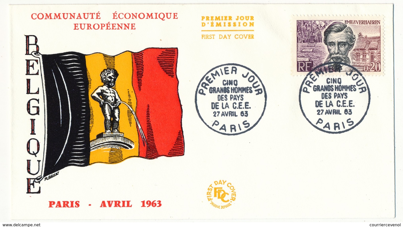 FRANCE - 5 Enveloppes FDC - Grands Hommes Communauté Européenne : Beethoven, Verhaeren, Mayrisch, De Groot, Mazzini - 1960-1969