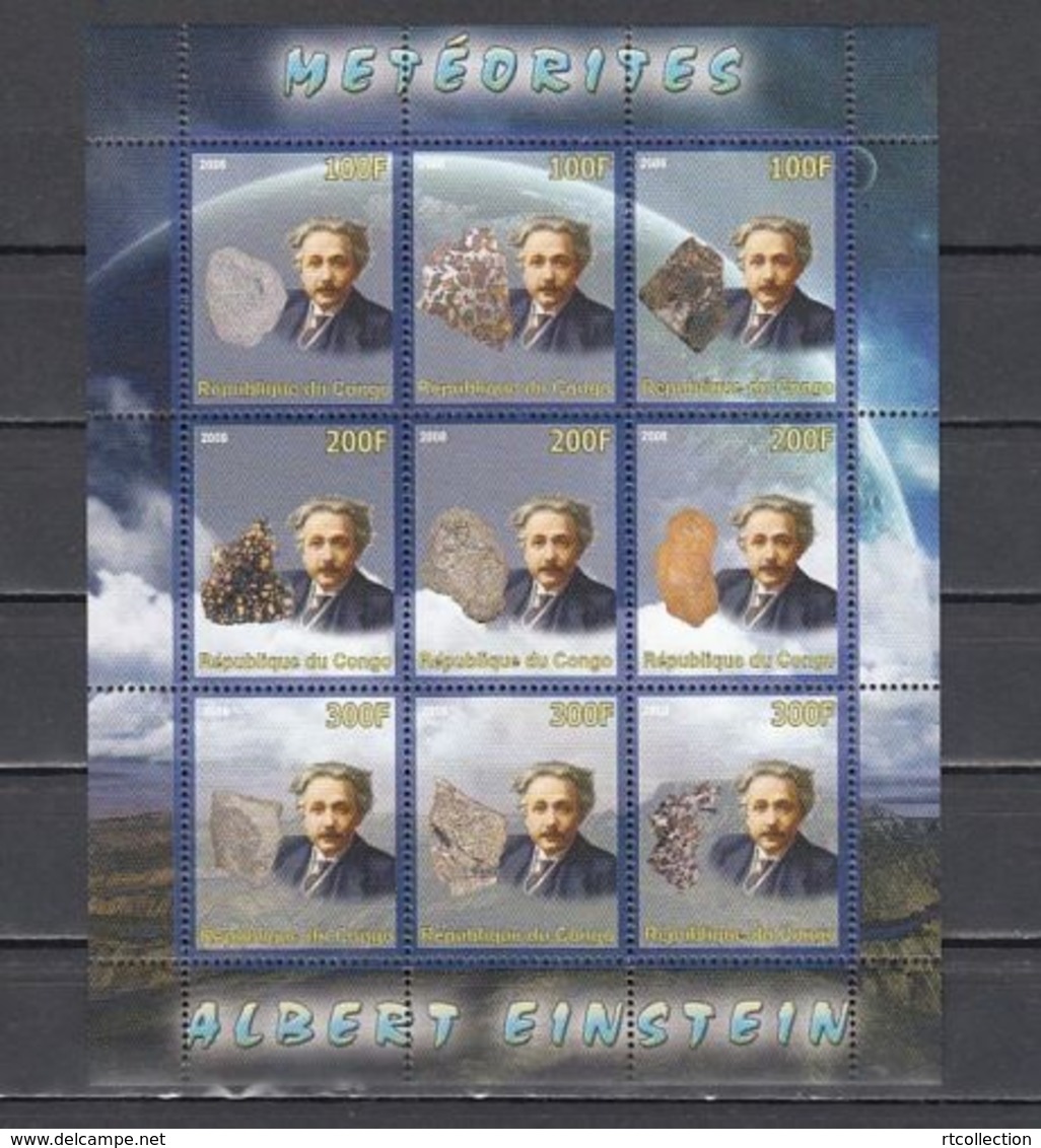 Congo 2008 M/S Cinderella Issue Stamps Nobel Prize Winners Albert Einstein Famous People Sciences Minerals Nature MNH - Neufs